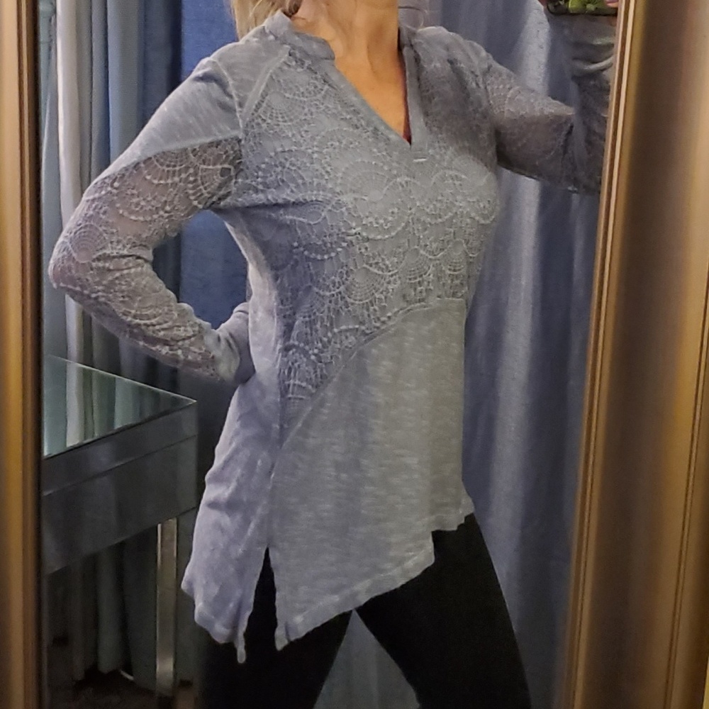 XCVI Crochet Tunic Sweater, Size Small